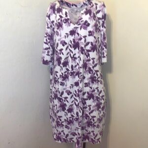 -Hang Ten Women's Purple/White Short Sleeve Floral Top- Medium As Is
